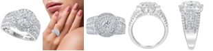 EFFY Collection EFFY&reg; Diamond Round & Baguette Halo Cluster Engagement Ring (2 ct. t.w.) in 14k White Gold